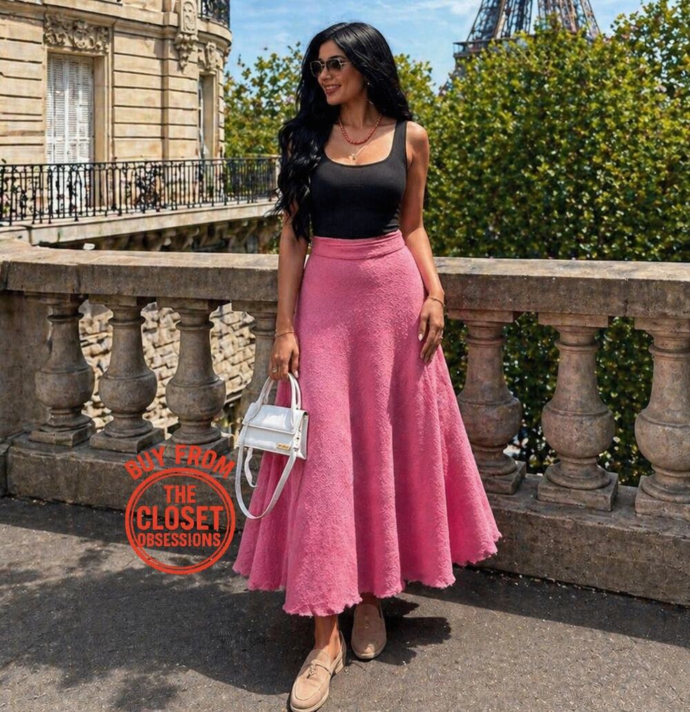 ZARA Hot Pink Maxi Skirt NWT A-Line Textured Resort Vacation Barbiecore